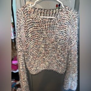 Cropped fuzzy sweater